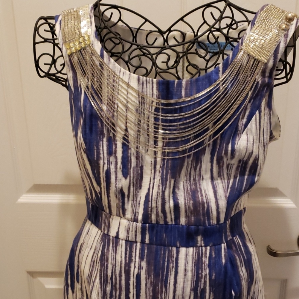 Antonio Melani Sz 6 White/blue/purple Dress